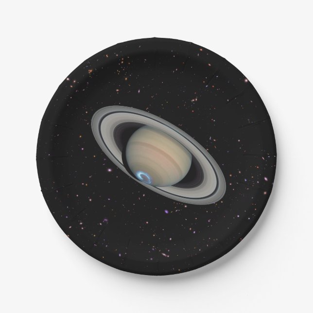 Plato De Papel Planet Saturn Starry Sky (Anverso)