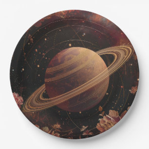 Plato De Papel Planeta de Cristal Cosmos Púrpura Soñador