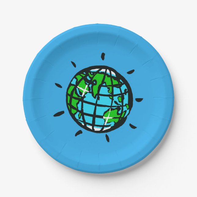 Plato De Papel Planeta Tierra - Día de la Tierra - Conservación - (Anverso)