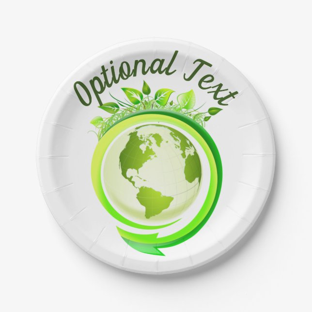 Plato De Papel Planeta verde del Día de la Tierra (Anverso)