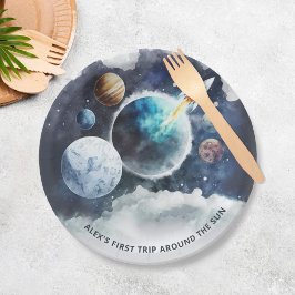 Plato De Papel Planetas del espacio exterior y el niño de los buq
