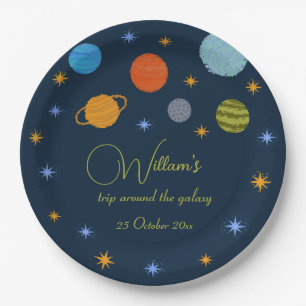 Plato De Papel Planetas espaciales Galaxy Stars Boy Baby Shower