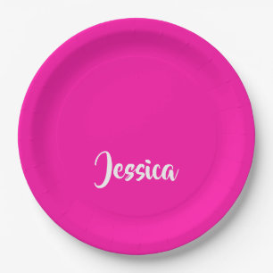 Plato De Papel Plano sólido rosa liso
