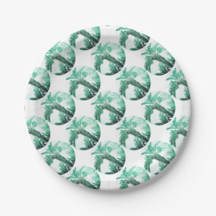 Plato De Papel Planta de banana de hoja verde
