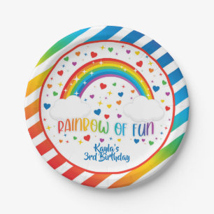 Plato De Papel Planta de cumpleaños arcoiris - Personalizado