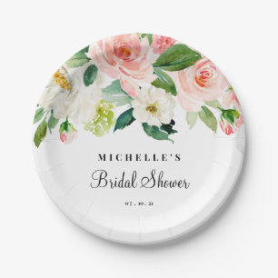 Plato De Papel Planta de ducha para novias, Rubor
