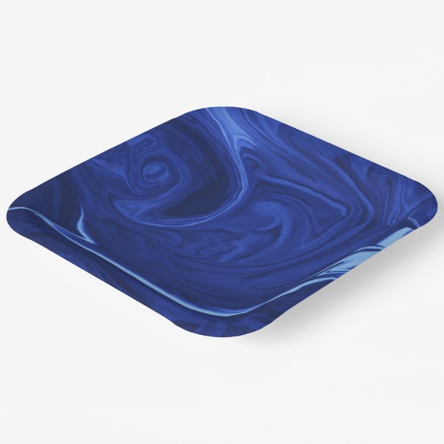 Plato De Papel Planta de fondo azul cobalto (Angular)