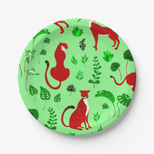 Plato De Papel planta de leopardo de los navidades cheetah monste
