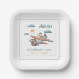 Plato De Papel Planta de papel de avión 6ª fiesta de cumpleaños