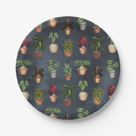 Plato De Papel Plantas de acuarela Protegidas Terracotta Pots Rús