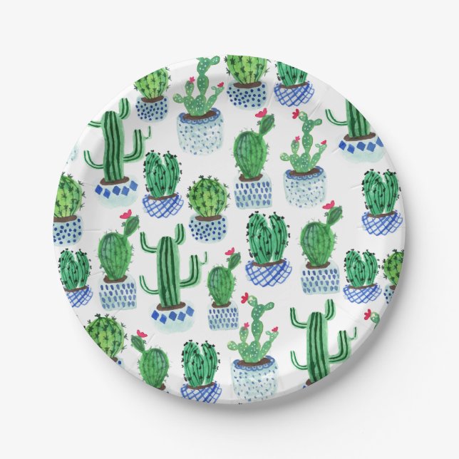 Plato De Papel Plantas de cactus de agua (Anverso)