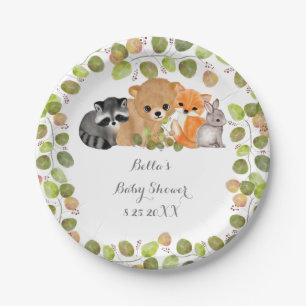 Plato De Papel Plantas de papel animal forestal de bosques verdes