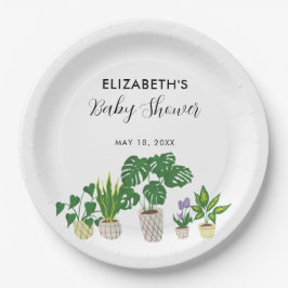 Plato De Papel Plantas potentes Baby Shower Bloom Greenery Botáni