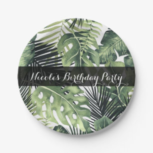 Plato De Papel Plantas Tropicales Botánicas Hojas Verdes Boda