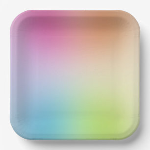 Plato De Papel Plantilla colorida Naranja amarillo verde azul roj