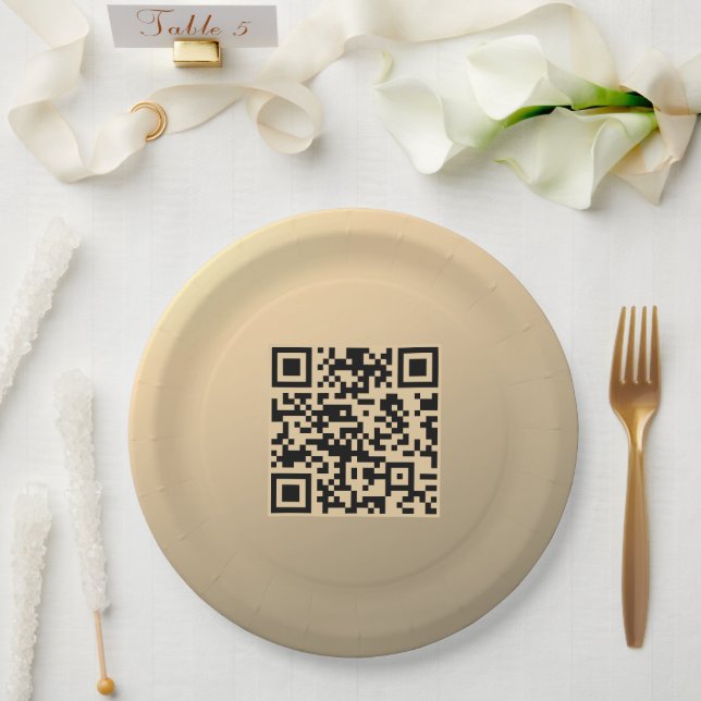 Plato De Papel Plantilla de código QR editable instantáneamente | (Boda)