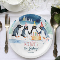 Plantilla de cumpleaños del Ártico pingüino