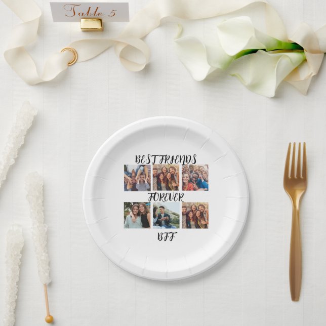 Plato De Papel Plantilla de fotografía personalizada "Best Friend (Boda)