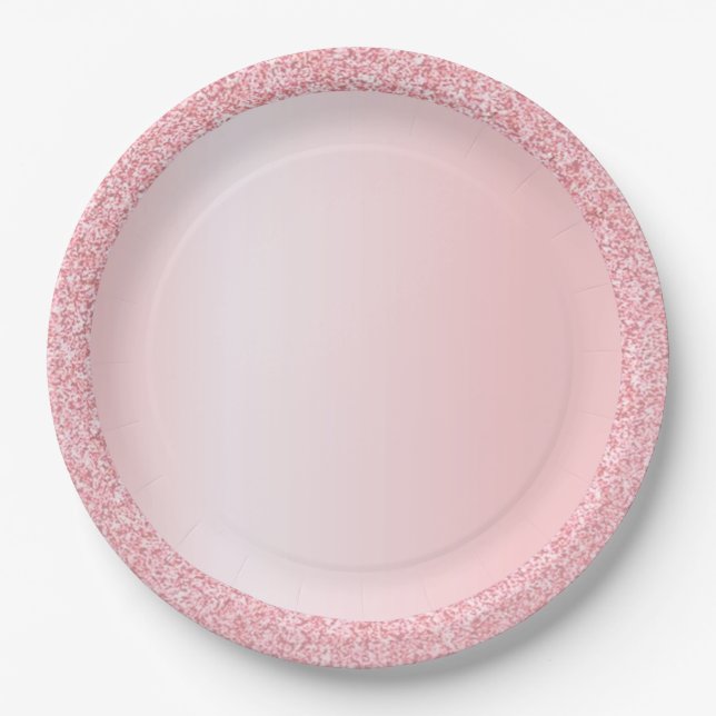 Plato De Papel Plantilla de moda en blanco con brillo de oro rosa (Anverso)