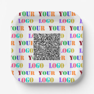 Plato De Papel Plantilla de Placas de papel con logotipo y código
