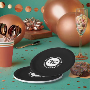 Plato De Papel Plantilla de texto circular editable y su logotipo