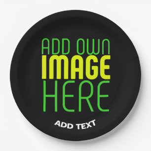 PLATO DE PAPEL PLANTILLA DE TEXTO DE IMAGEN NEGRA SENCILLA EDITAB