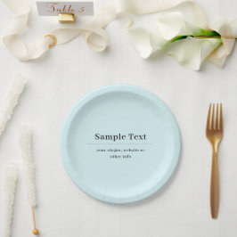 Plato De Papel Plantilla de texto simple y elegante | Azul Claro