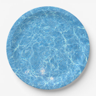 Plato De Papel Plantilla en blanco de agua azul de la piscina del