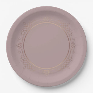 Plato De Papel Plantilla en blanco de oro rosa elegante y moderna
