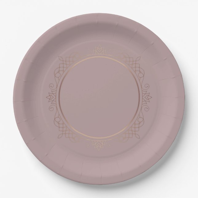 Plato De Papel Plantilla en blanco de oro rosa personalizada Agre (Anverso)