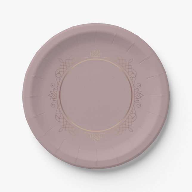 Plato De Papel Plantilla Personalizado Blank Elegante Rosa Gold (Anverso)
