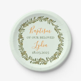 Plato De Papel Plástico de bautismo personalizado con aceitunas
