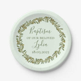 Plato De Papel Plástico de bautismo personalizado con aceitunas