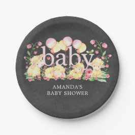 Plato De Papel Plata Baby Shower 7" de cordero dulce