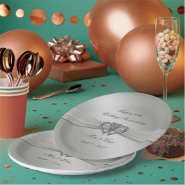 Plato De Papel Plata clásica 25° Boda Aniversario