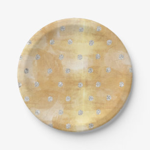 Plato De Papel plata, lunar, oro, de moda, femenino, lindo,
