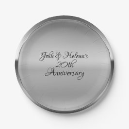 Plato De Papel Plata Platino Brillo Personalizado Fiesta Customiz