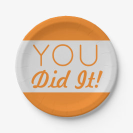 Plato De Papel Plata y Naranja que hiciste graduación