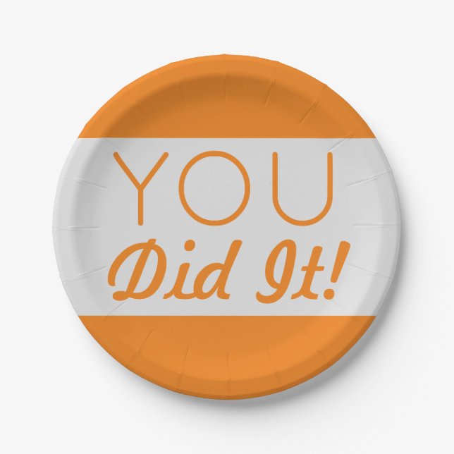 Plato De Papel Plata y Naranja que hiciste graduación (Anverso)