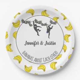 Plato De Papel Plátanos sobre ti, Jack y la ducha de matrimonio J