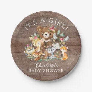 Plato De Papel Plate de animales rústicos de Woodland Baby Shower