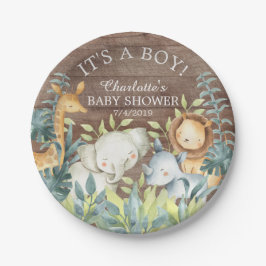 Plato De Papel Plate de Baby Shower 7" para animales de la jungla