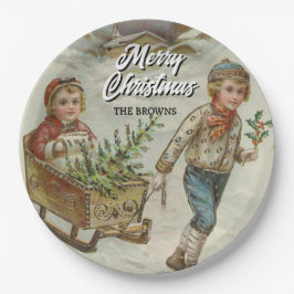 Plato De Papel Plate feriado de invierno festivo Sleigh Ride