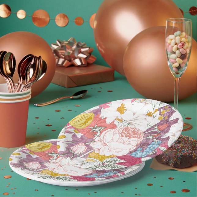 Plato De Papel plate with flowering (Multi)