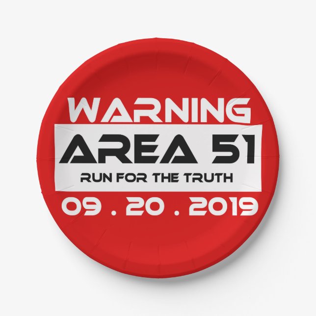 Plato De Papel platee la raza del área 51 para la verdad sobre (Anverso)