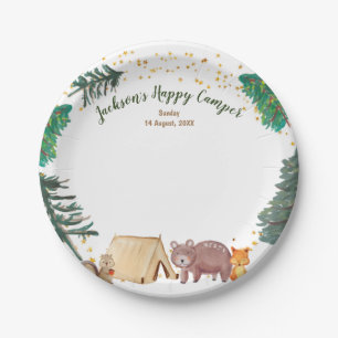 Plato De Papel Plates de papel acuarela Feliz Camper 1er cumplea
