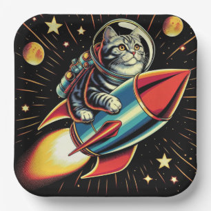 Plato De Papel ¡Platos de papel de gato espacial!