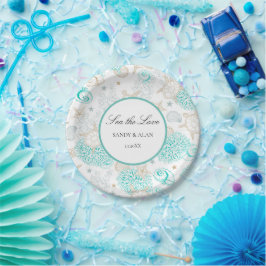 Plato De Papel Playa de Amor Marino Boda 