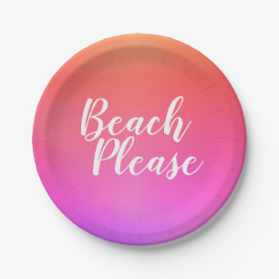 Plato De Papel Playa De Ombre Rosa Naranja
