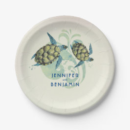 Plato De Papel Playa de tortugas marinas Náutica costera